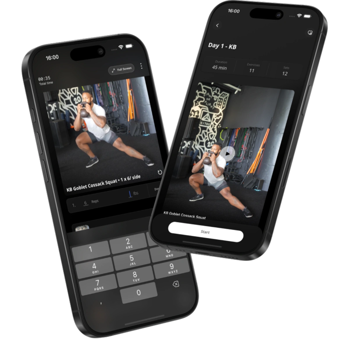 Workout tracking app screen
